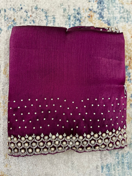 Cutdana & Pearl Handwork Saree