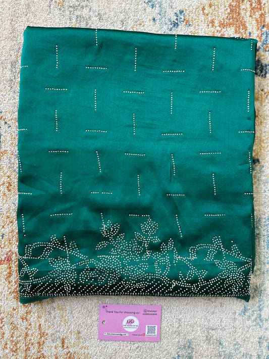 Peacock Green Zarkan Satin Saree