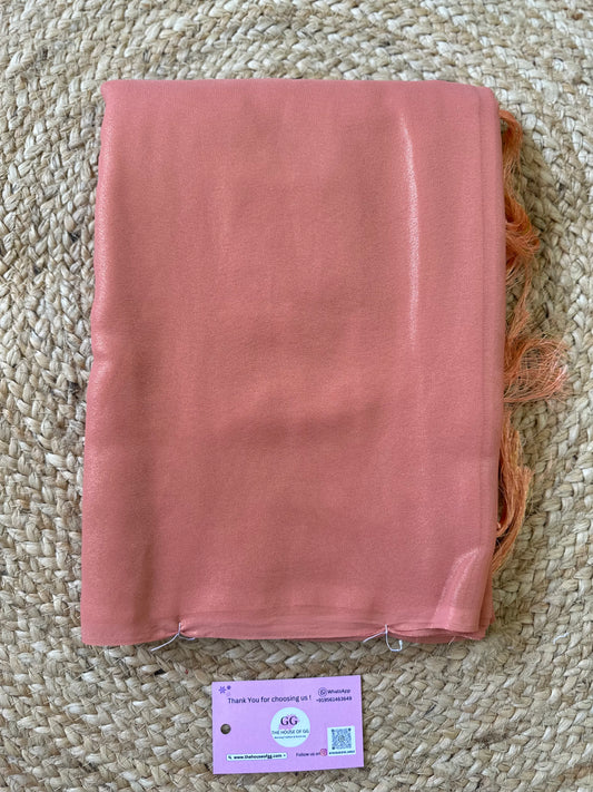 Peach Plain Shimmer Saree