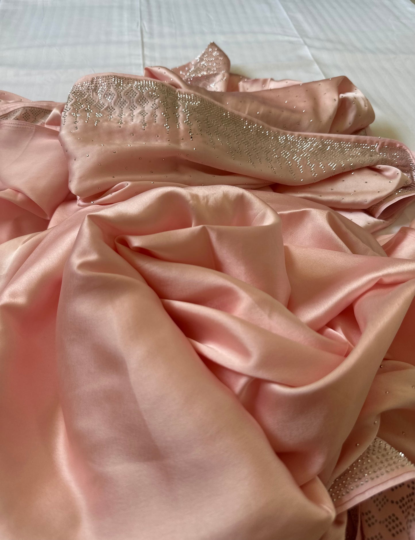 Light Pink Zarkan Satin Saree