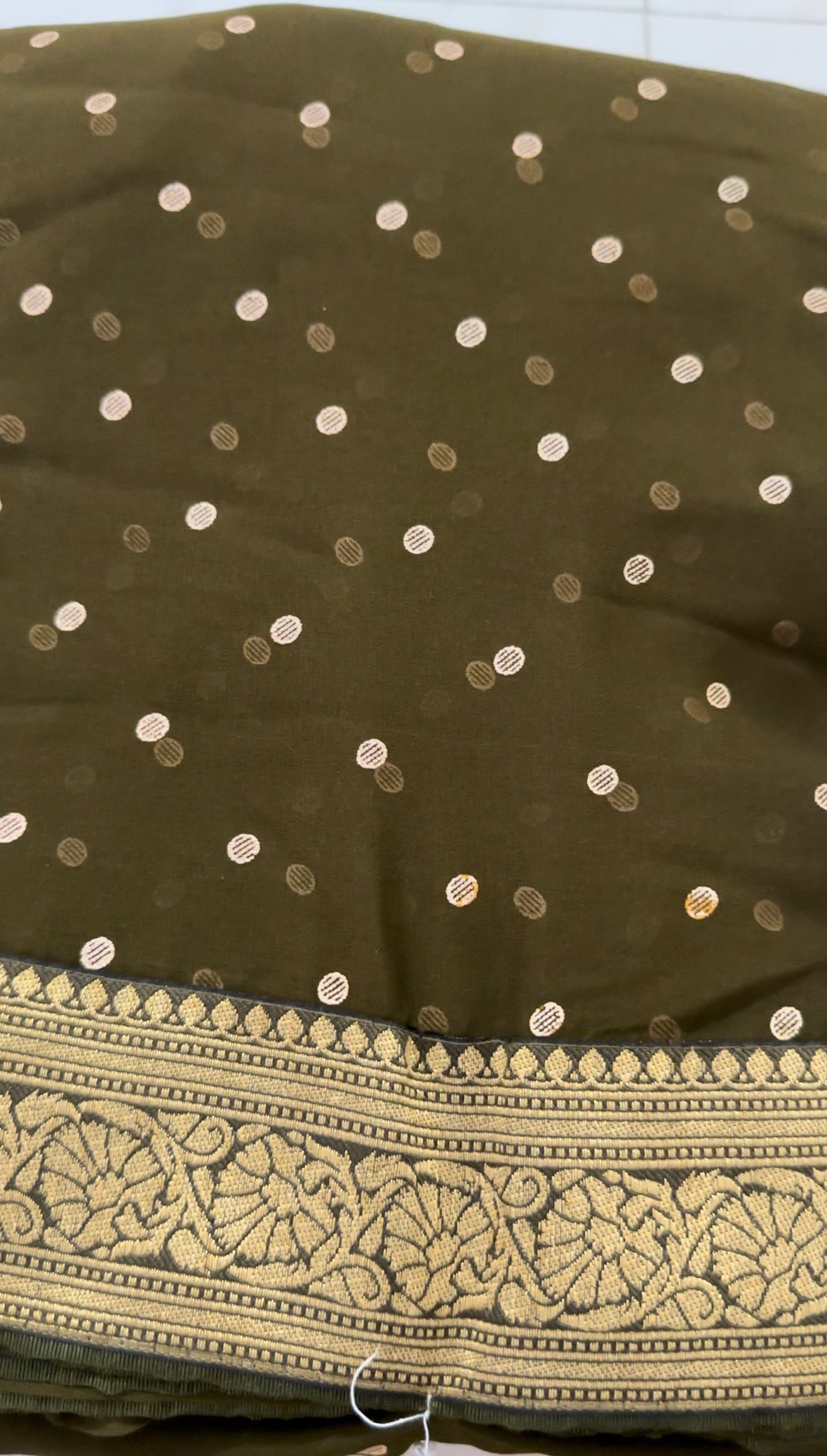 Georgette Saree Mehendi Green