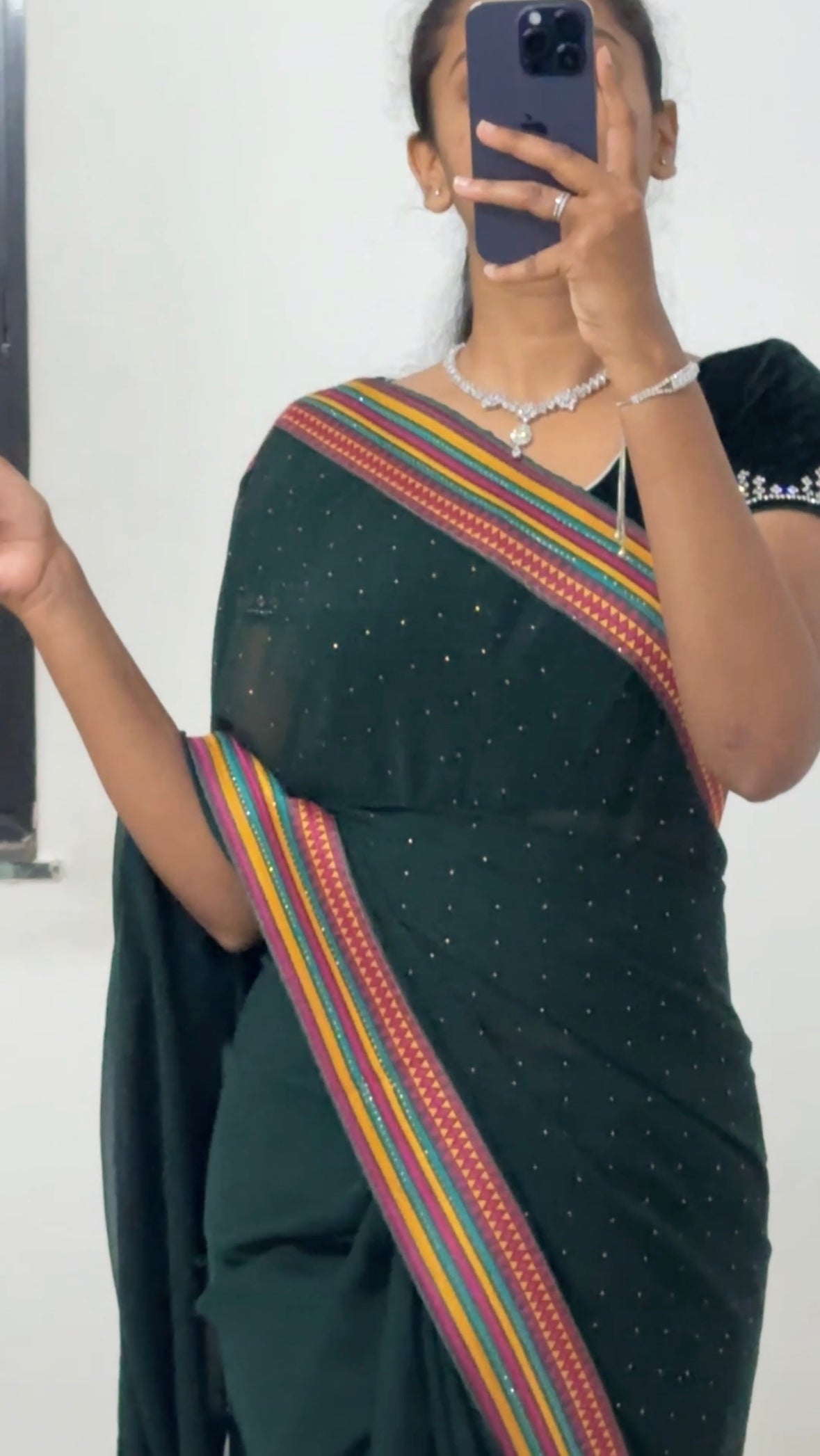 Dark Green Georgette Saree