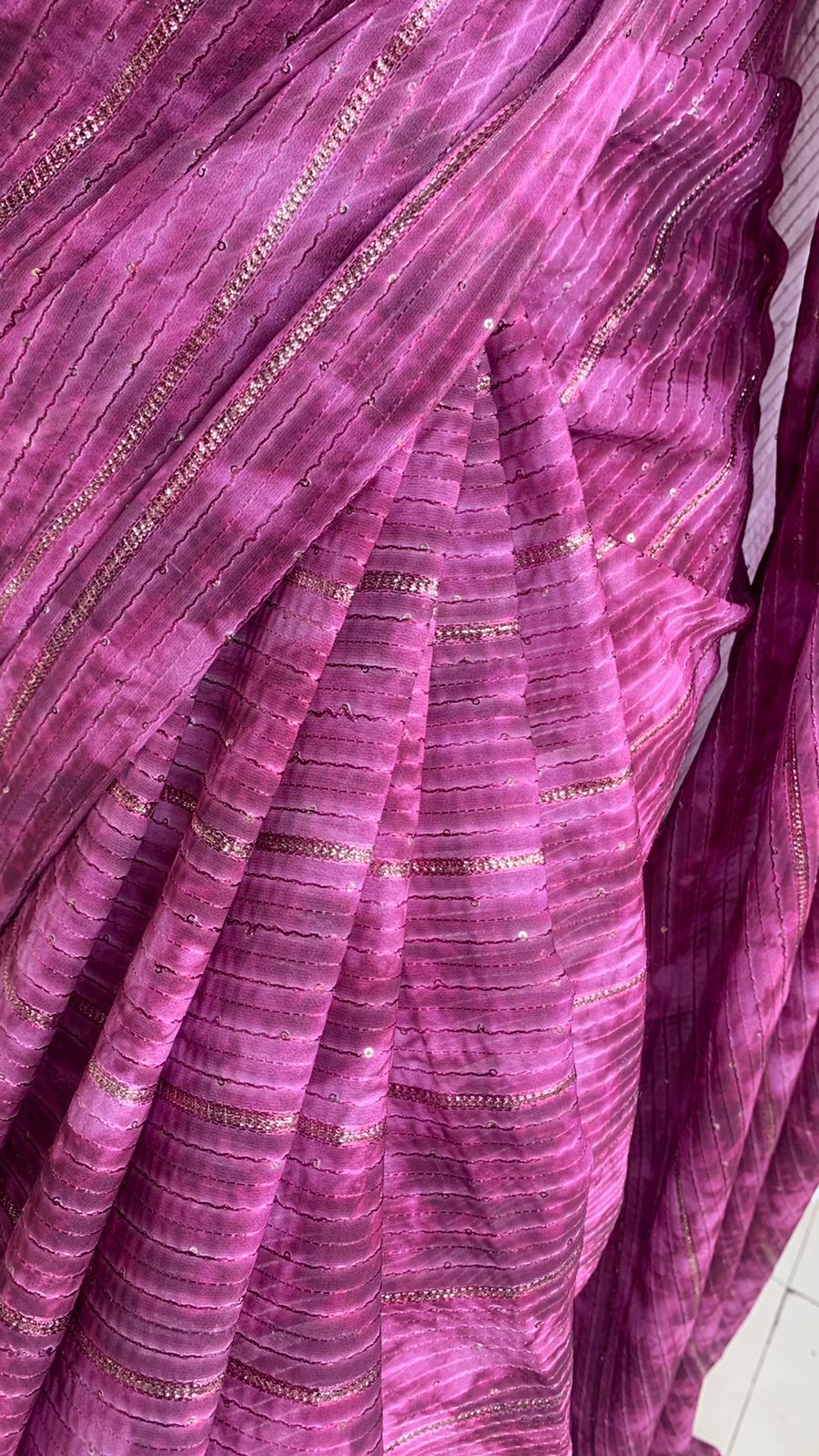 Purple Chinon Saree