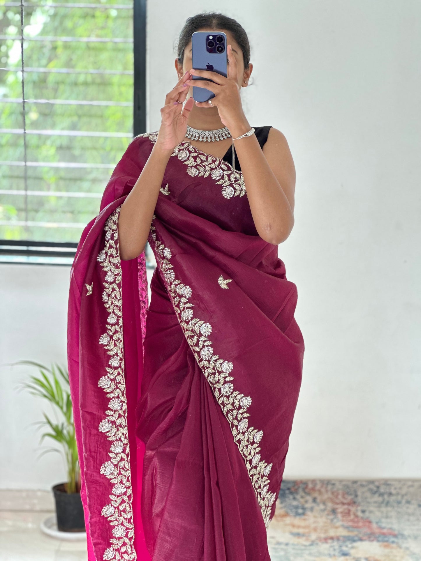 Cutdana Crush Tissue Saree