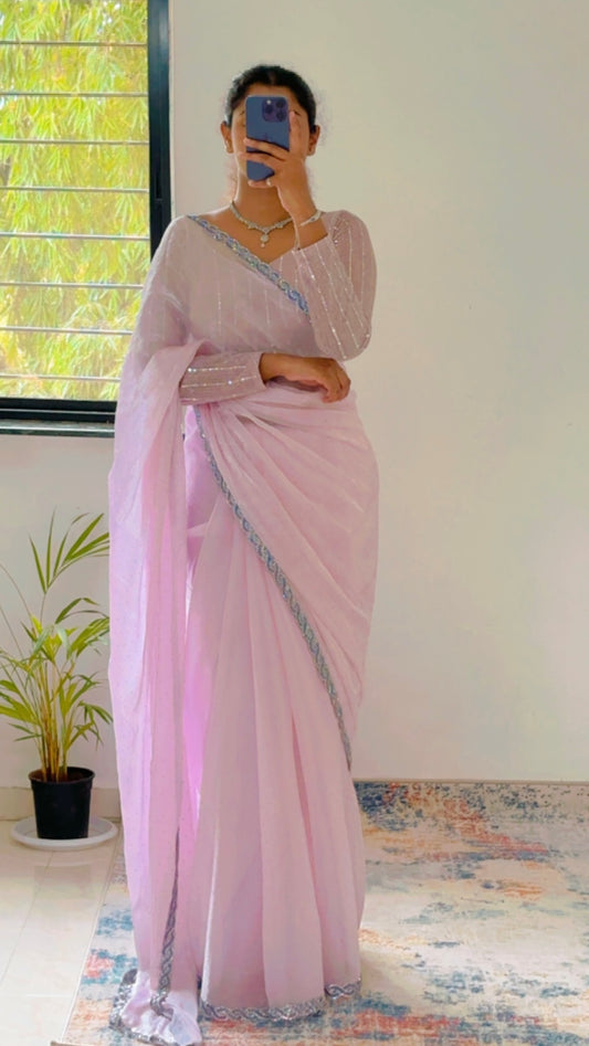 Pastel Pink Jimmy choo Saree