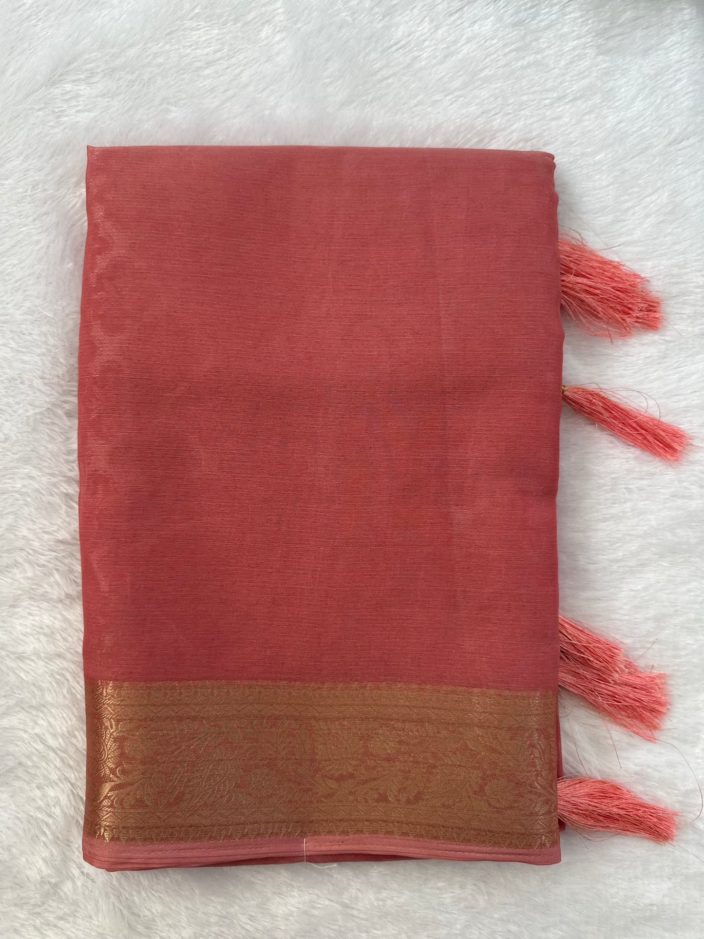 Pink Semi Tissue Saree