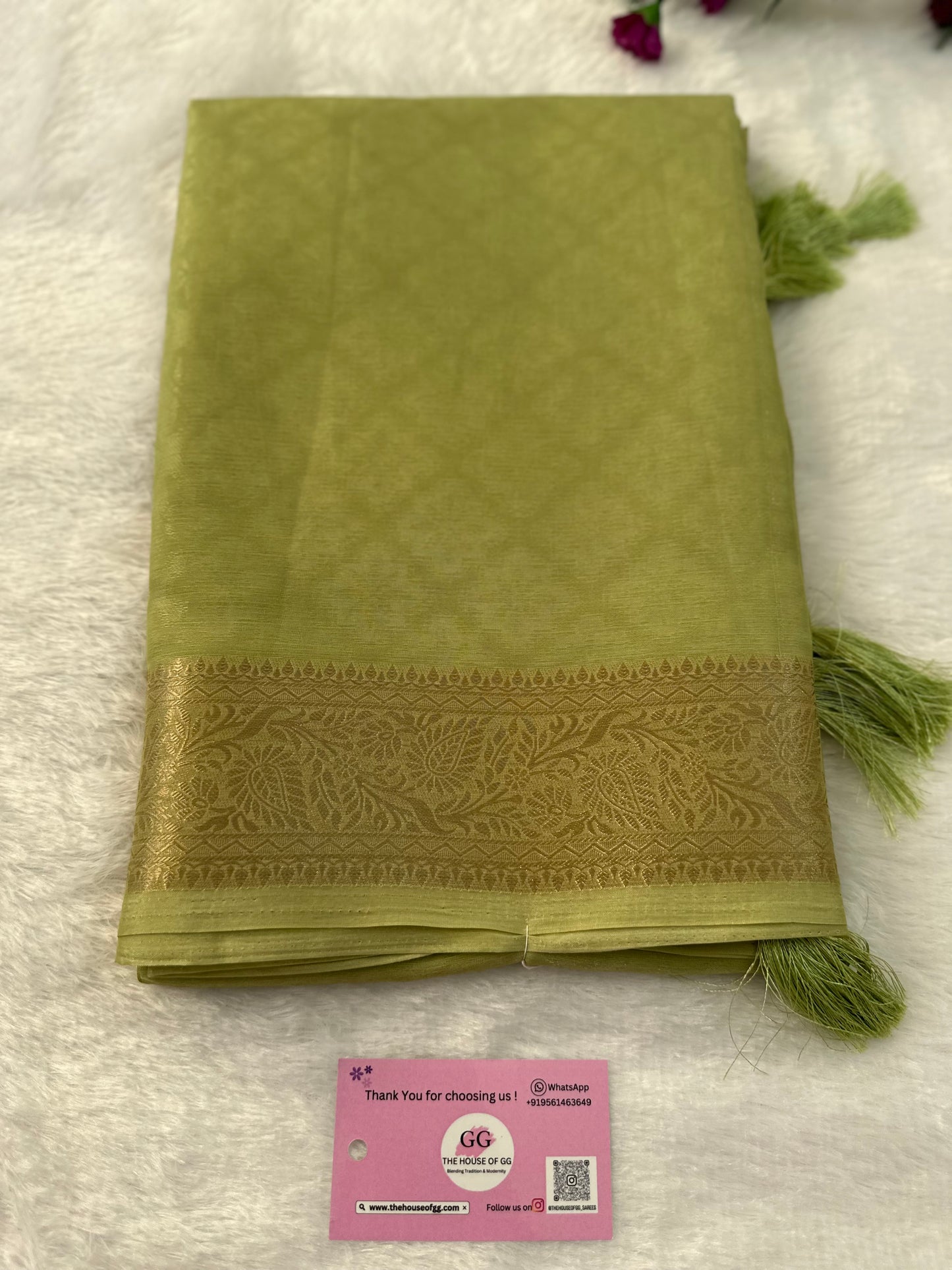 Pista Green Semi Tissue Saree
