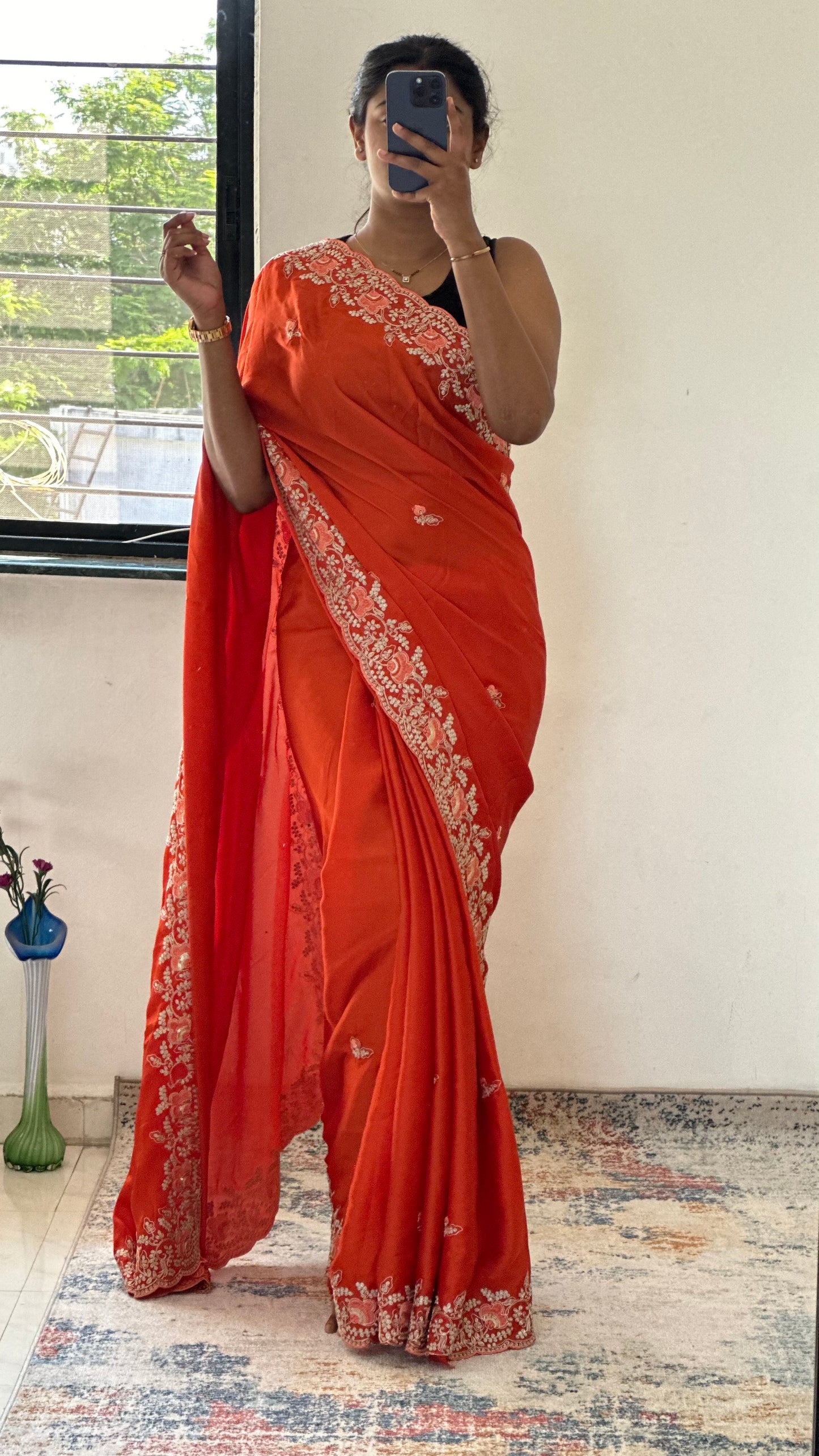 Orange Party Wear Saree