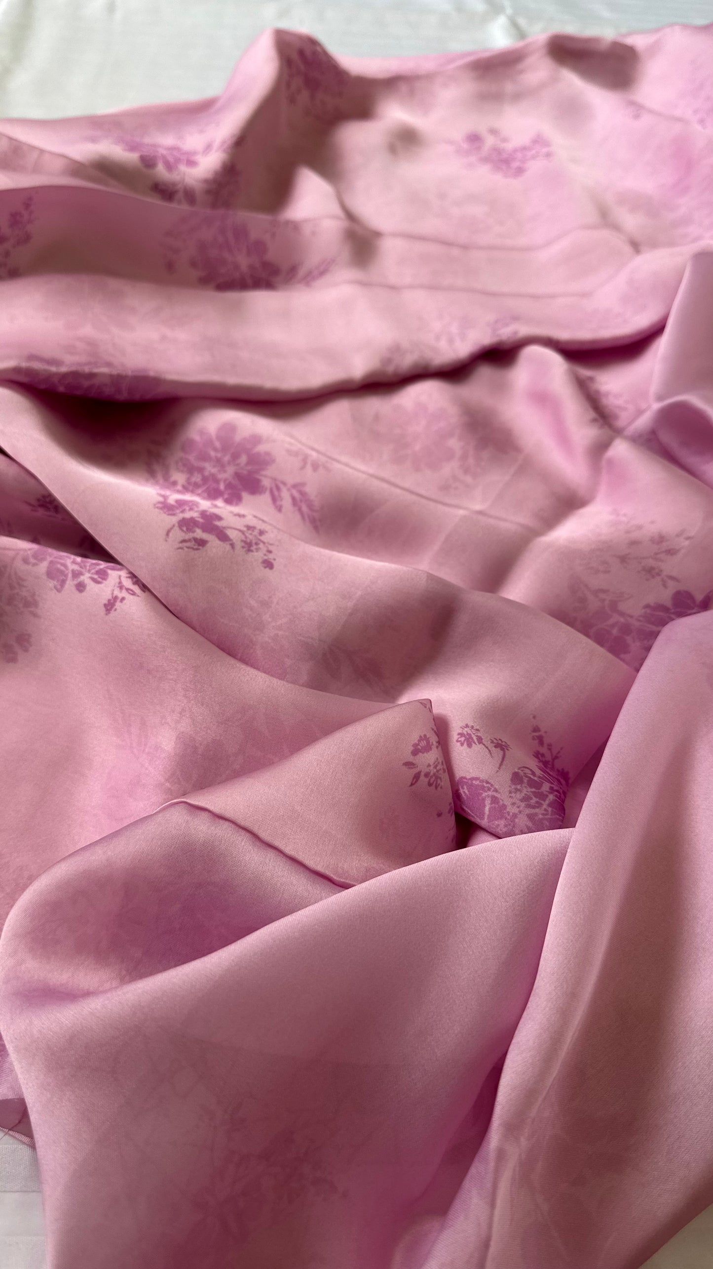 Pink Satin Chiffon Saree