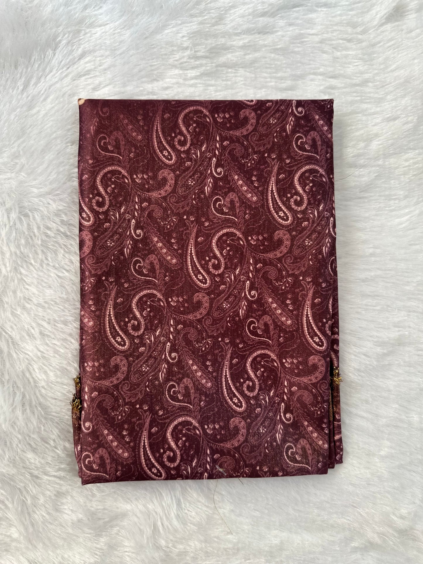 Burgundy Plain Shimmer Saree