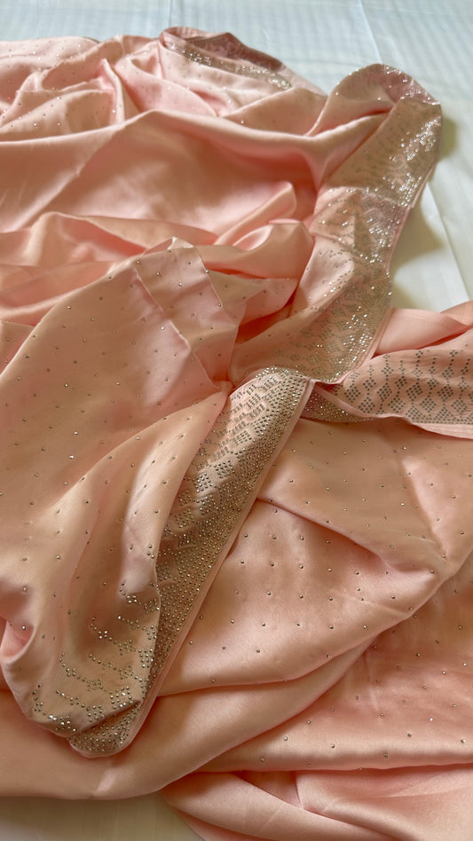 Light Pink Zarkan Satin Saree