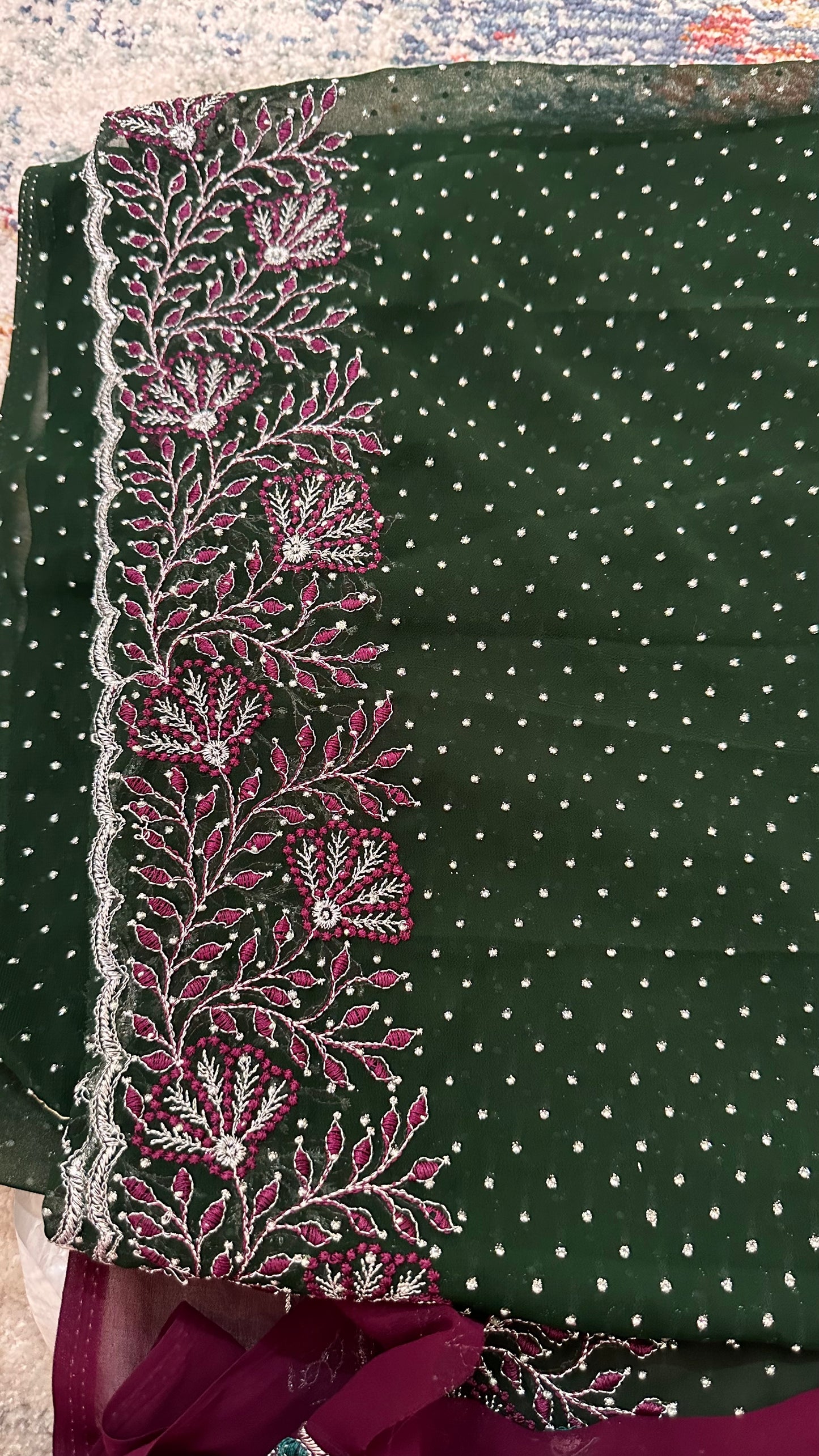 Georgette Glitter Embroidered Saree