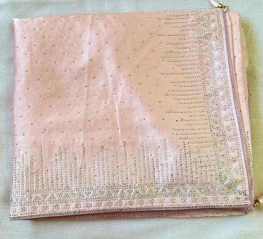 Apricot Pink Zarkan Satin Saree