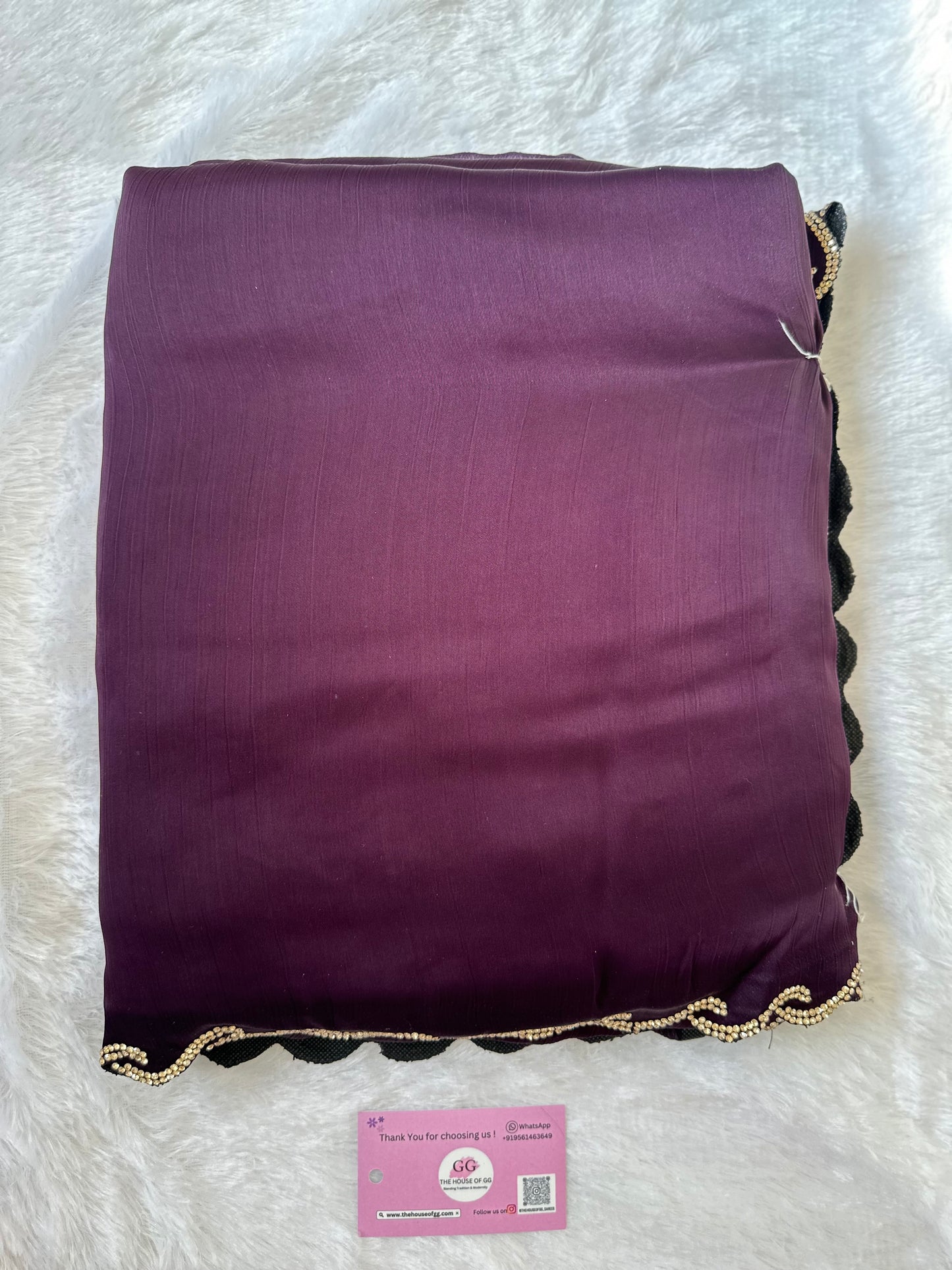 Dark Purple Chiffon Satin Saree