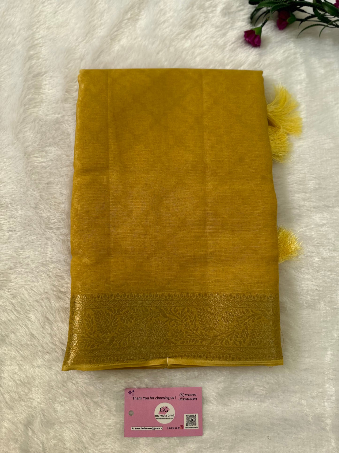 Golden Semi Tissue Saree