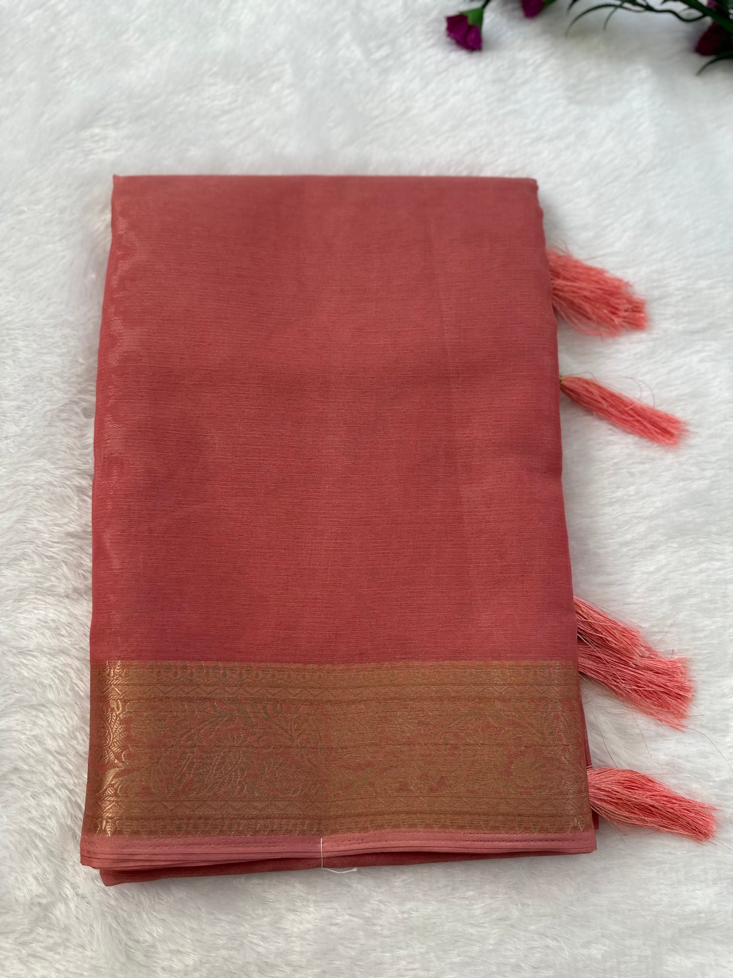 Pink Semi Tissue Saree