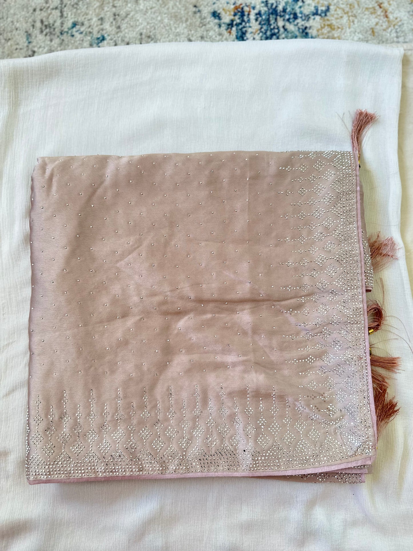 Light Mauve Zarkan Satin Saree