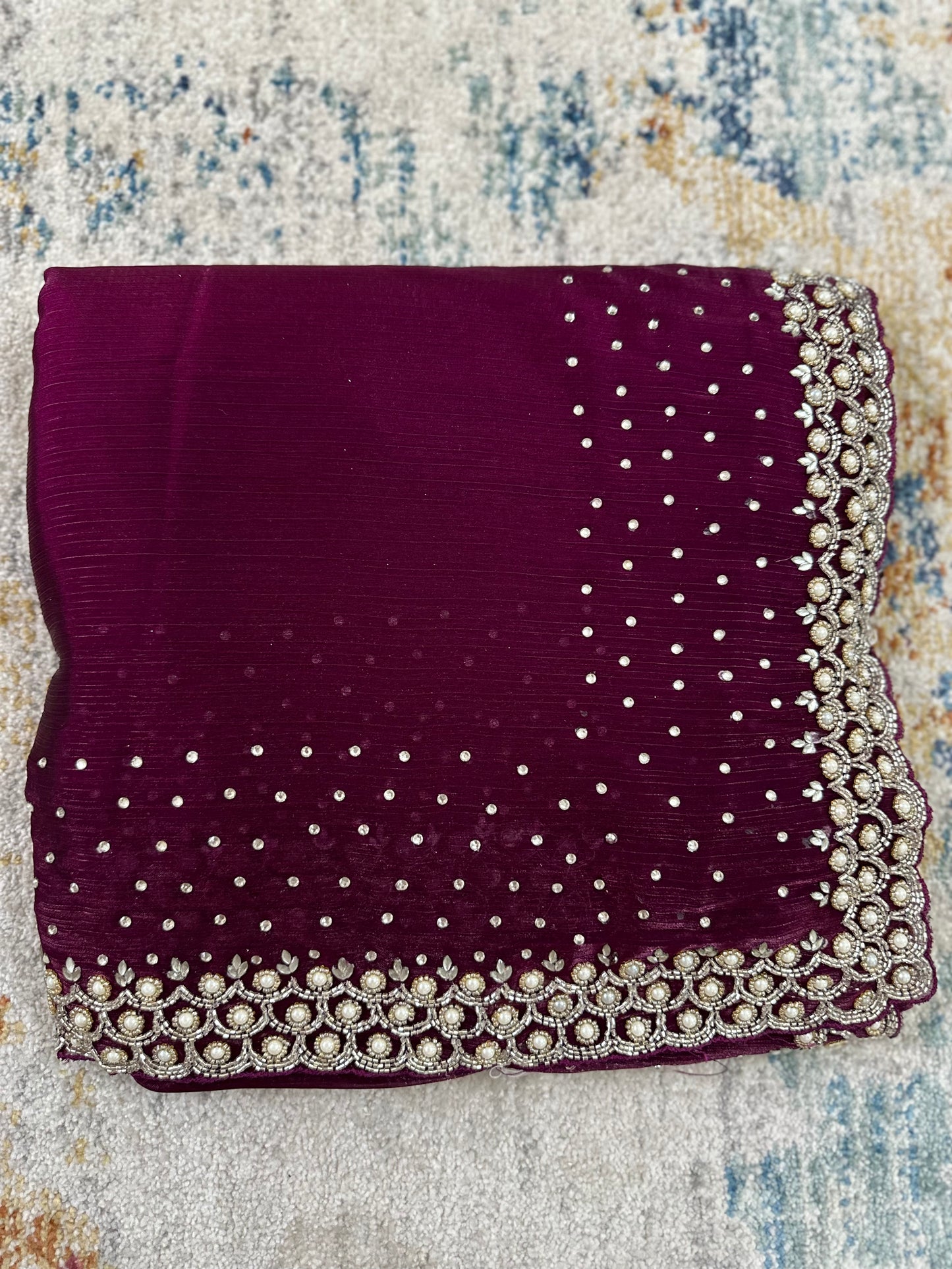 Cutdana & Pearl Handwork Saree