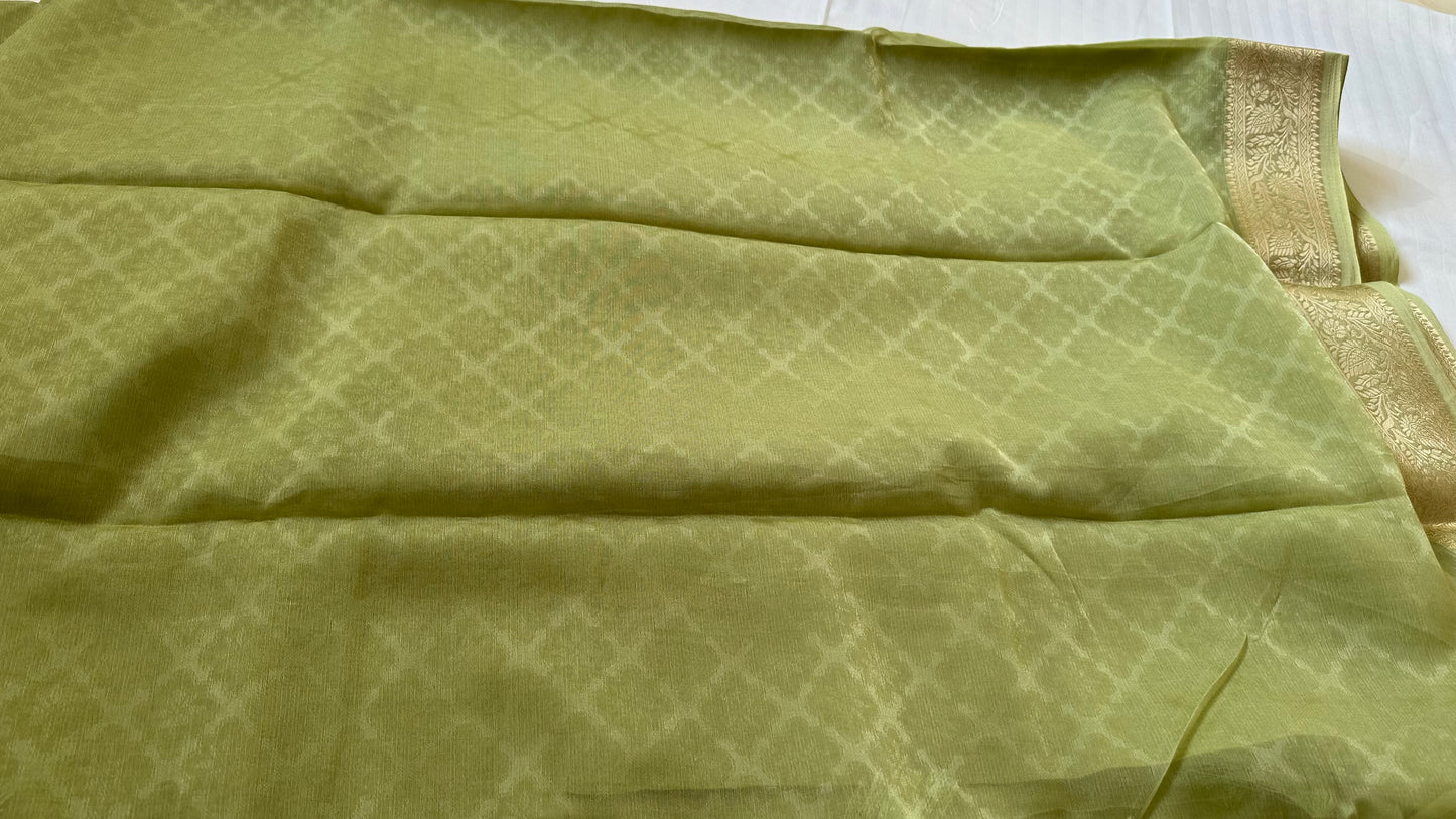 Pista Green Semi Tissue Saree