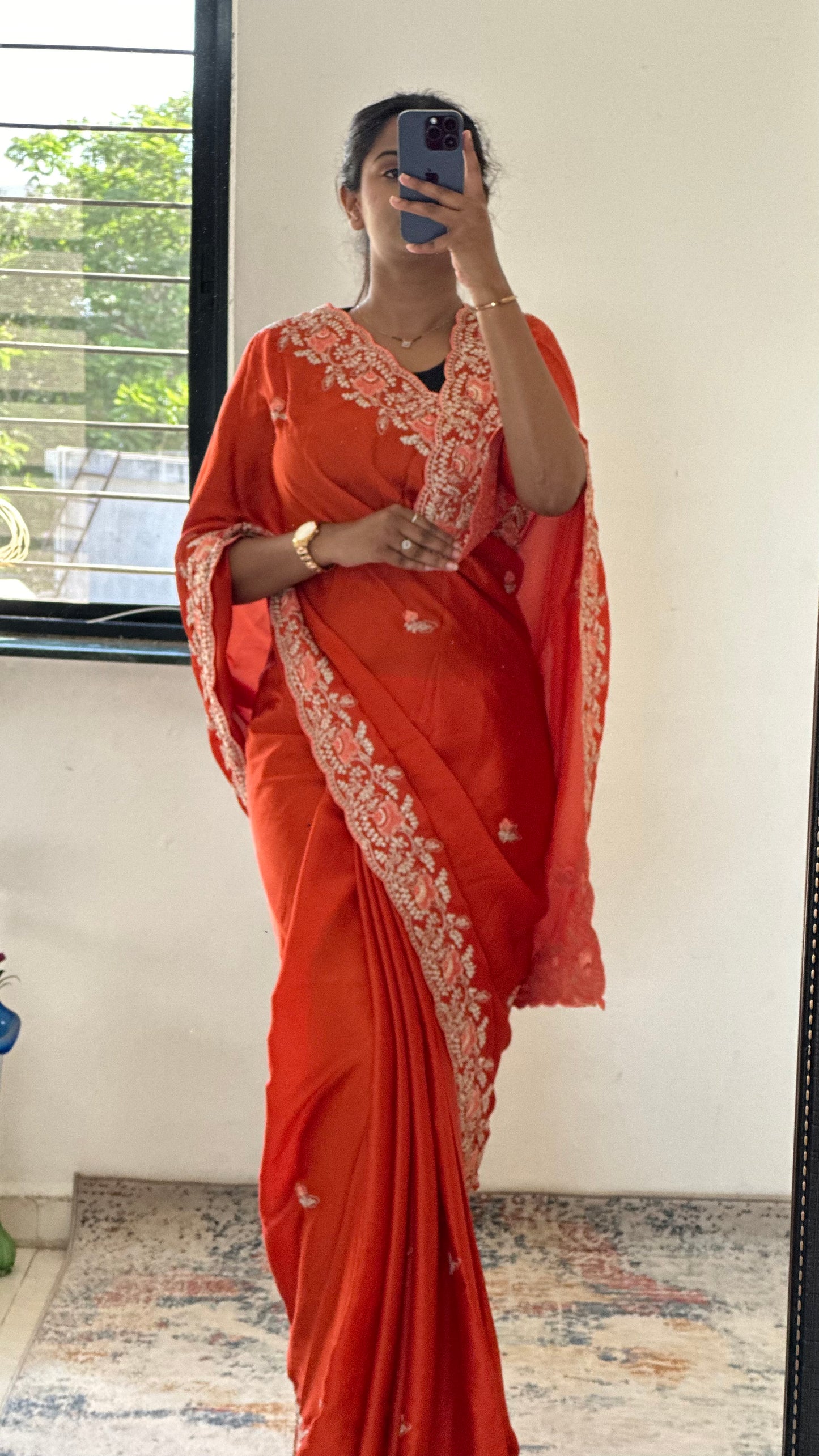 Orange Party Wear Saree