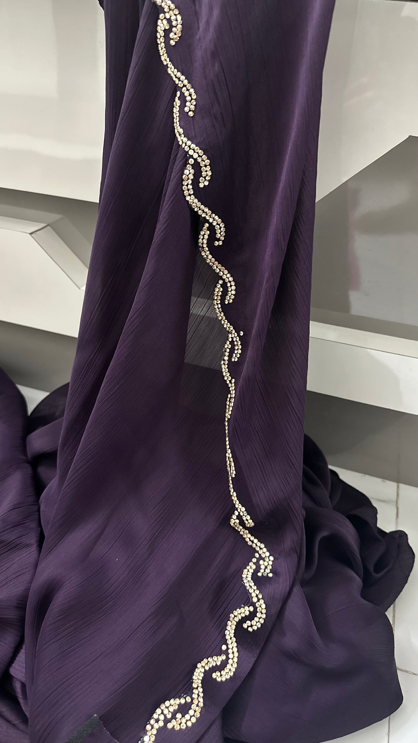 Dark Purple Chiffon Satin Saree
