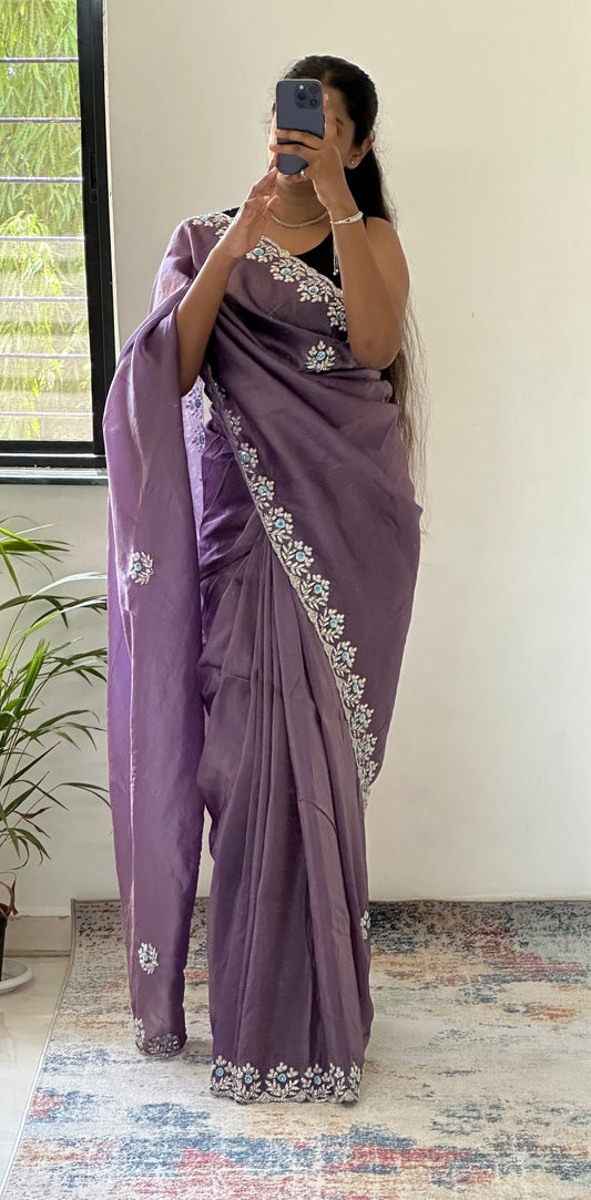 Floral Handwork Crush Tissue Saree