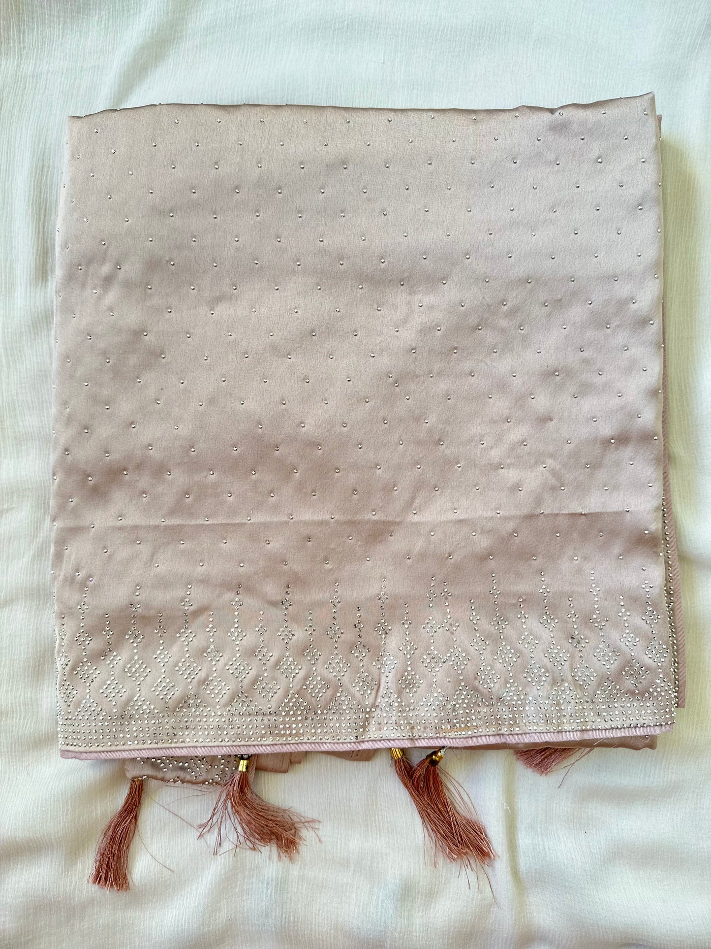 Light Mauve Zarkan Satin Saree