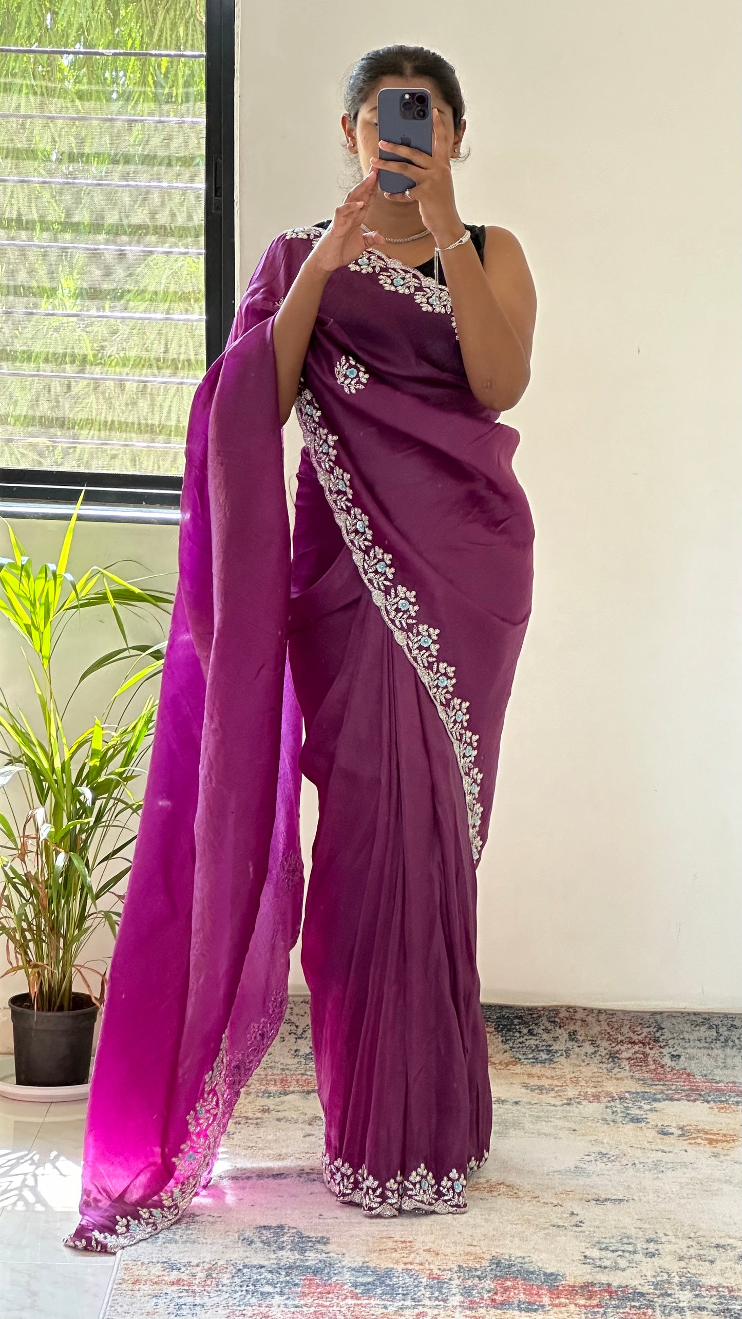 Floral Handwork Crush Tissue Saree