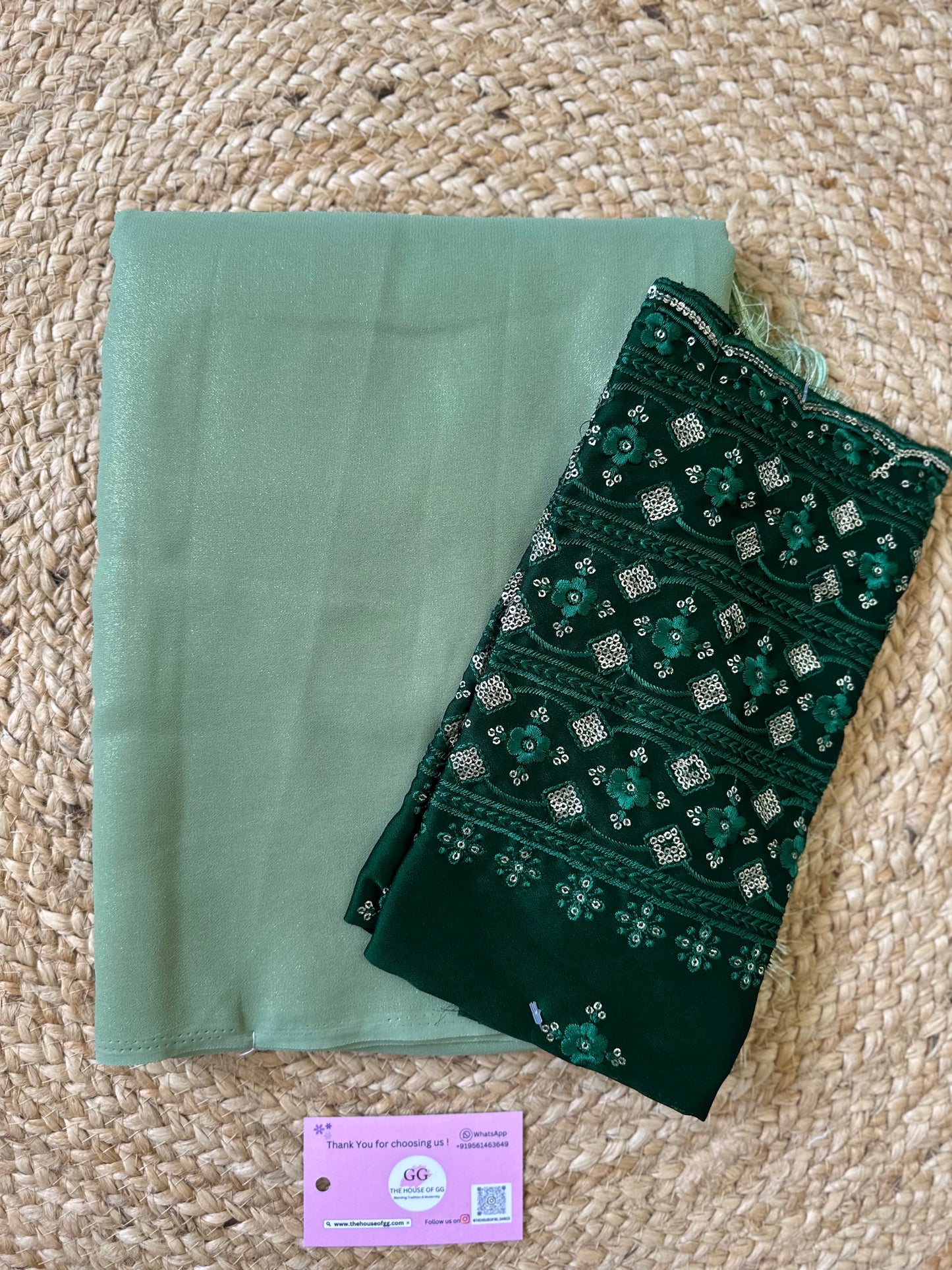 Pastel Green Plain Shimmer Saree