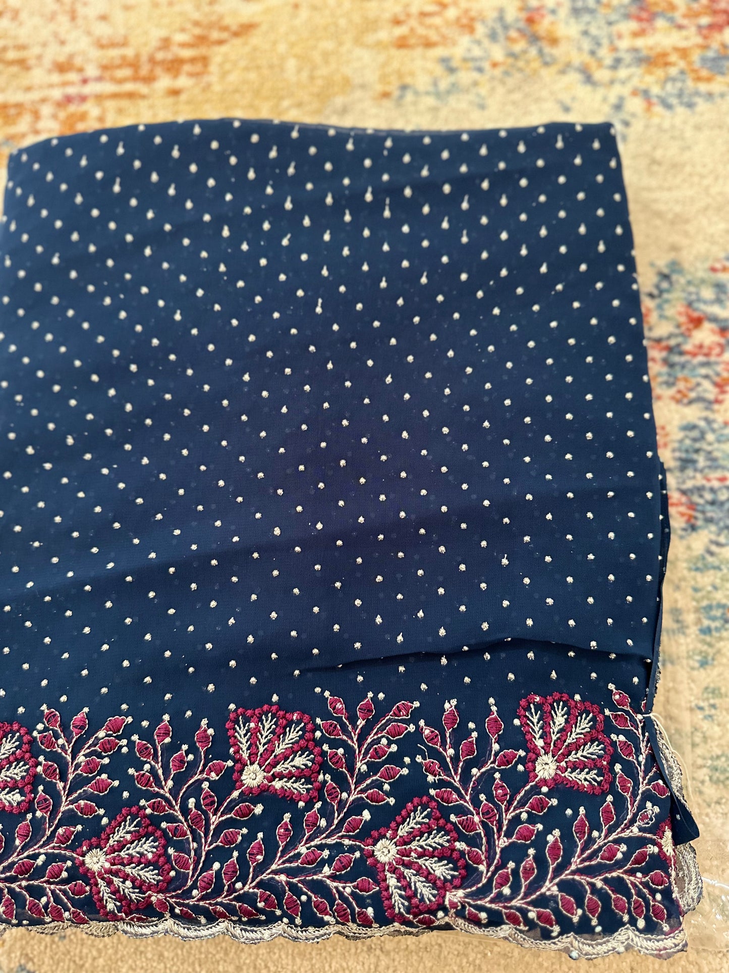 Georgette Glitter Embroidered Saree
