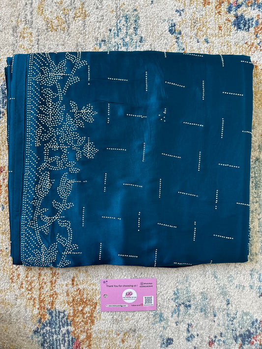 Blue Zarkan Satin Saree