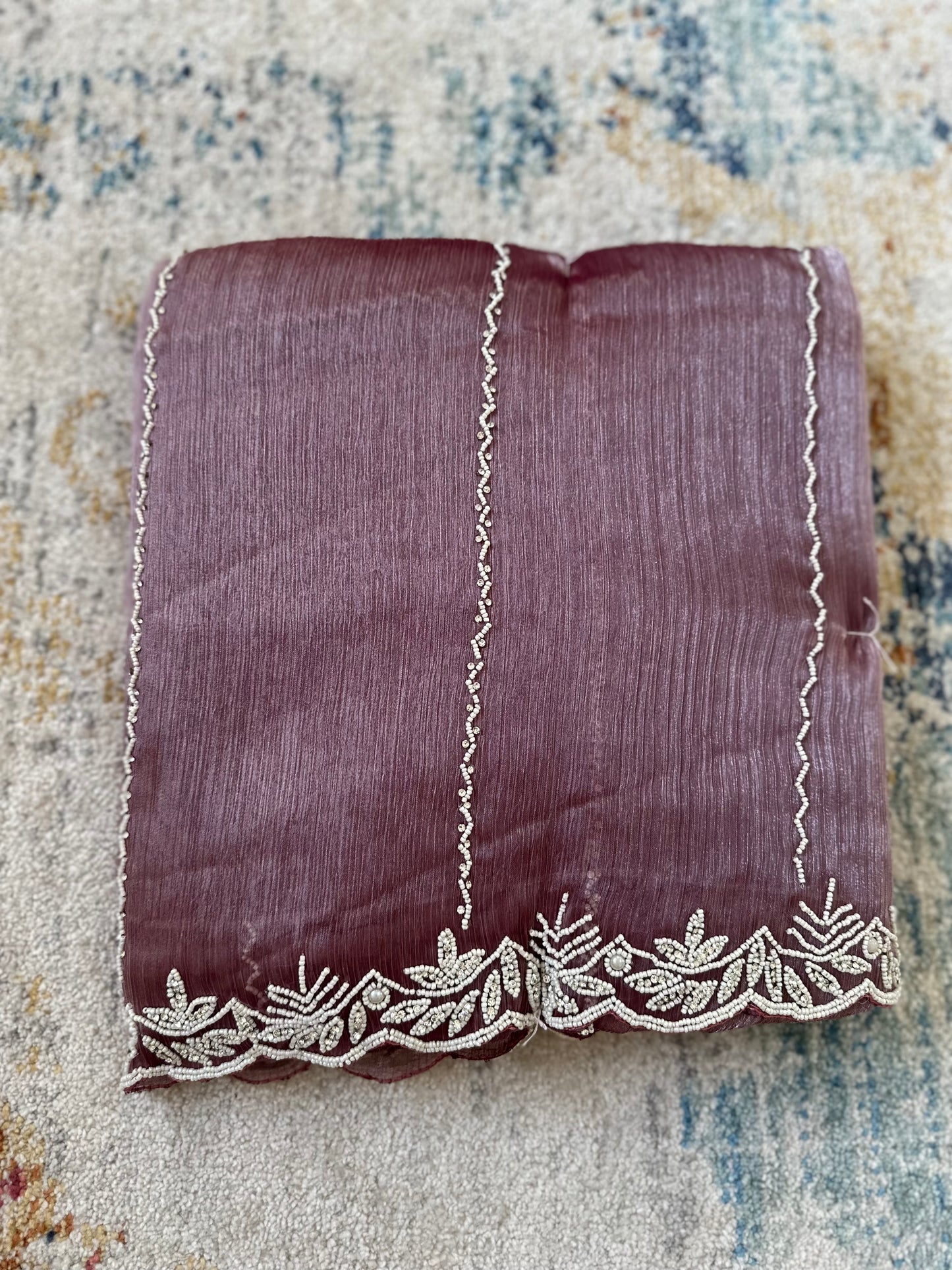 Pearl Handwork Embellished Saree