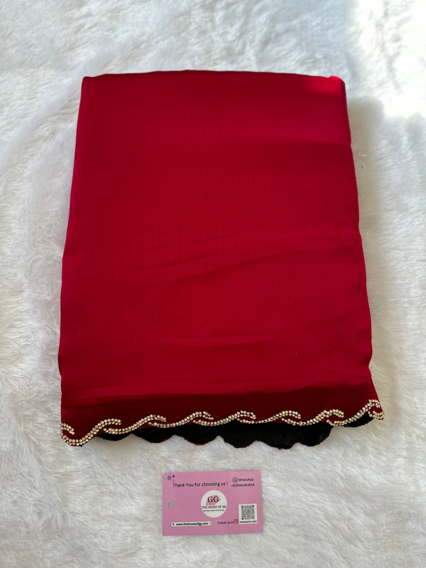 Burgundy Chiffon Satin Saree