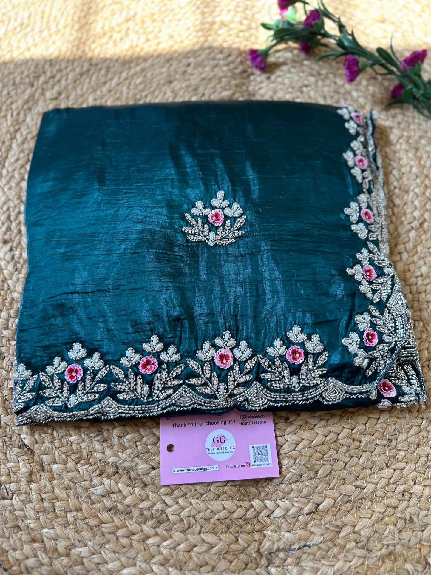 Floral Handwork Crush Tissue Saree
