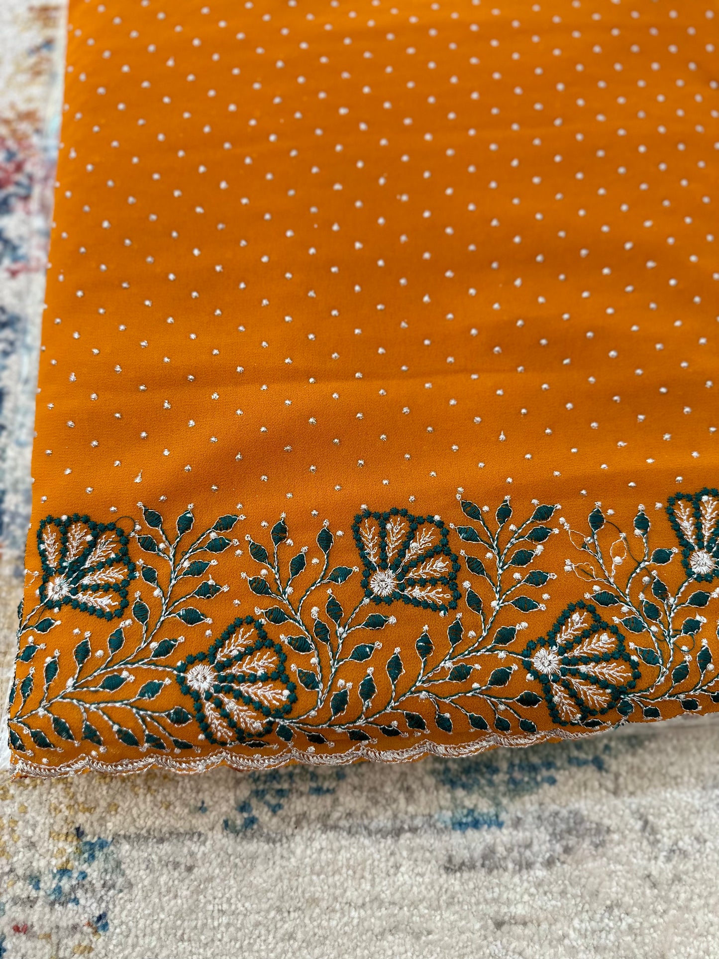 Georgette Glitter Embroidered Saree