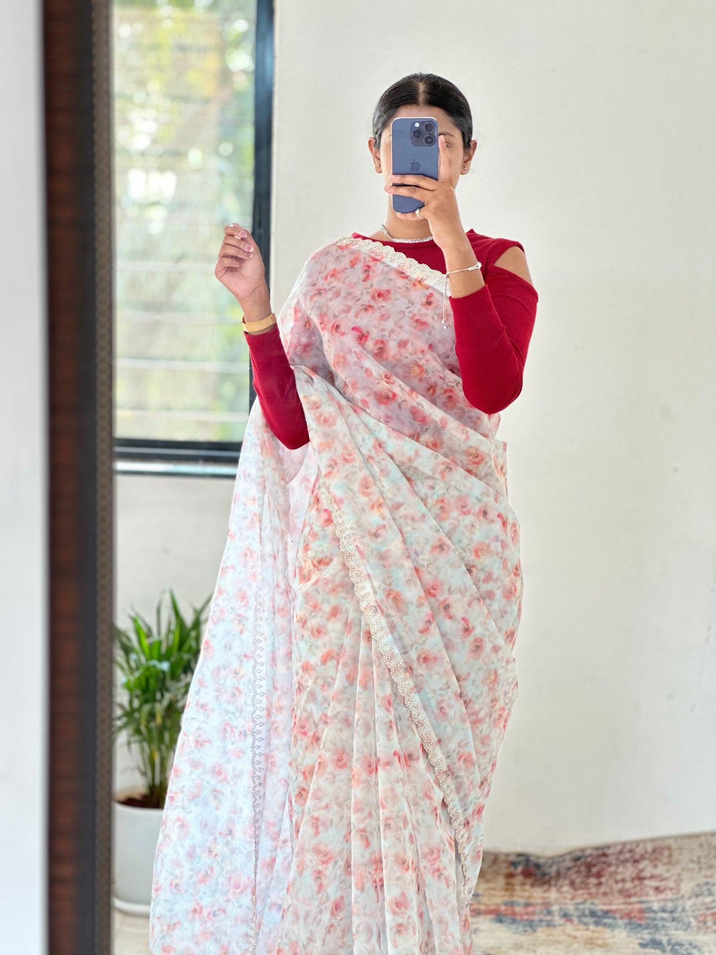 Organza Floral Saree