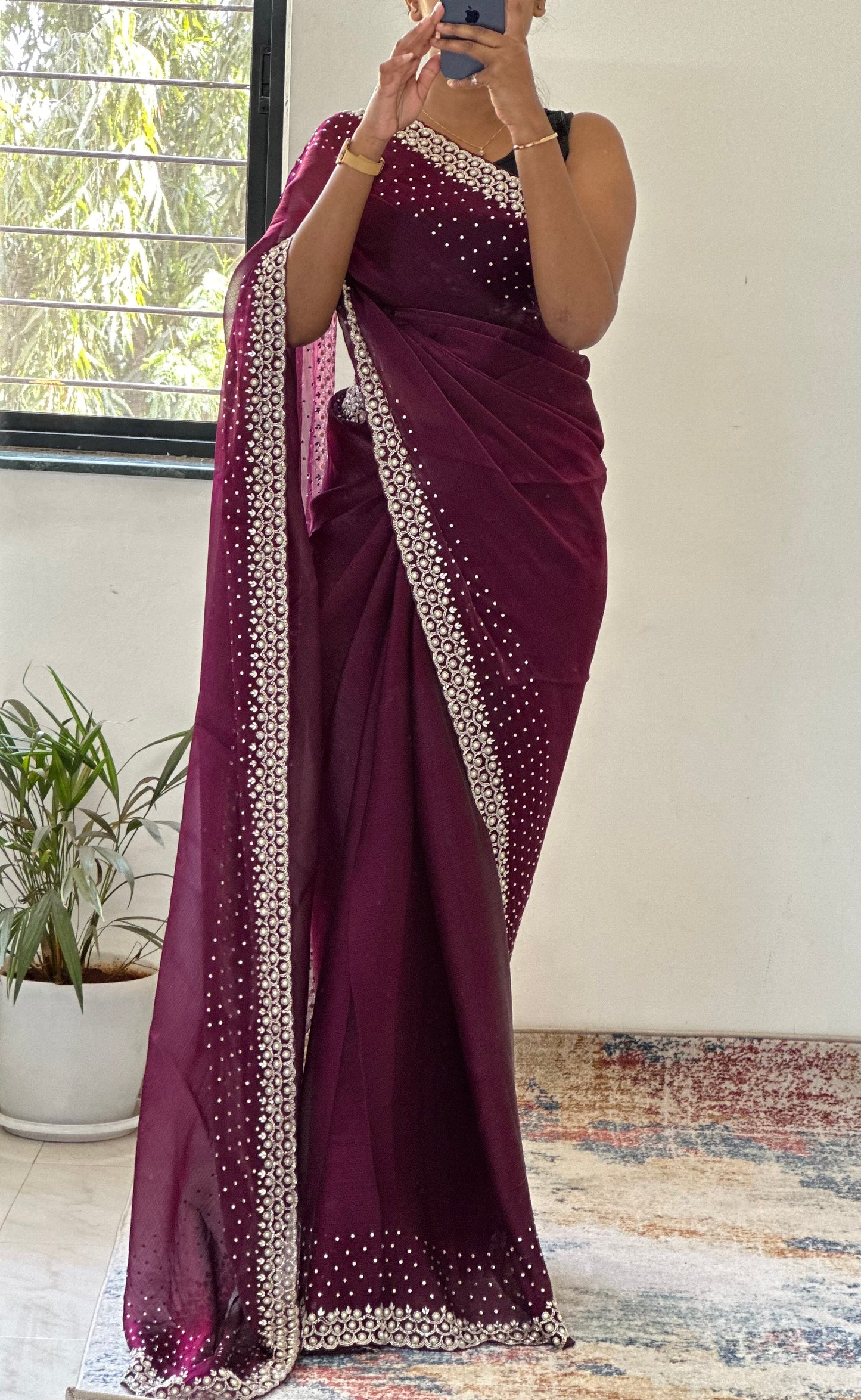 Cutdana & Pearl Handwork Saree