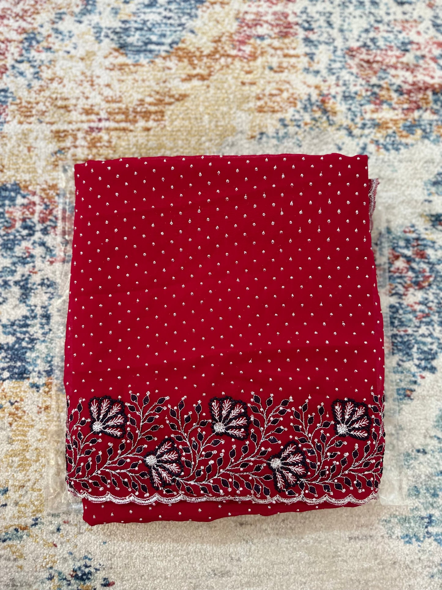 Georgette Glitter Embroidered Saree