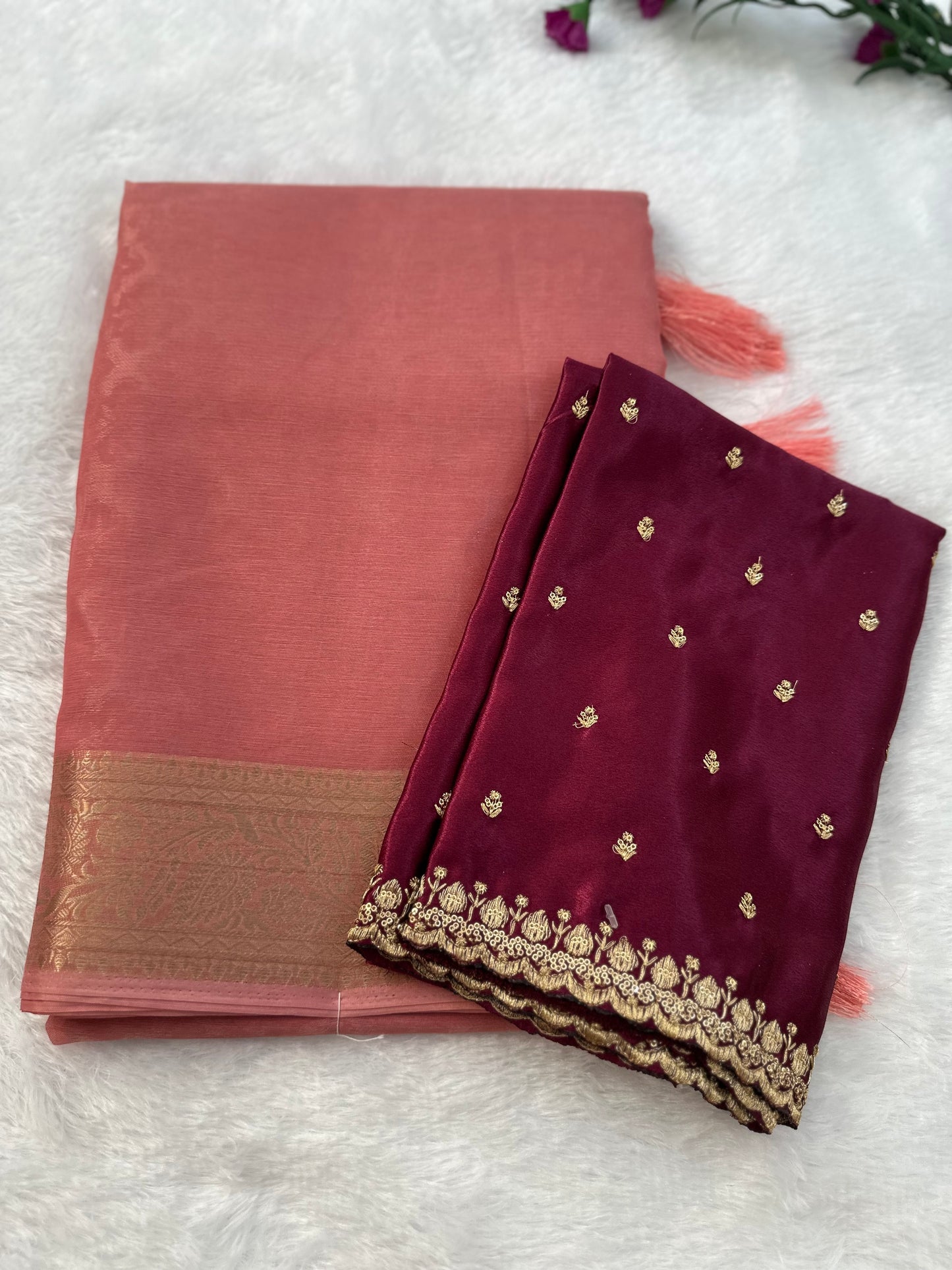 Pink Semi Tissue Saree