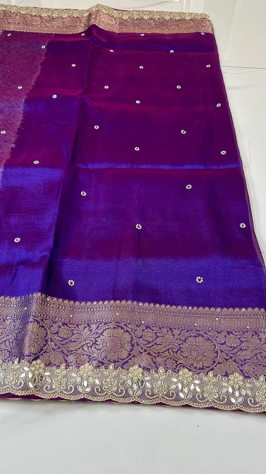 Purple Designer Tissue Banarasi Saree