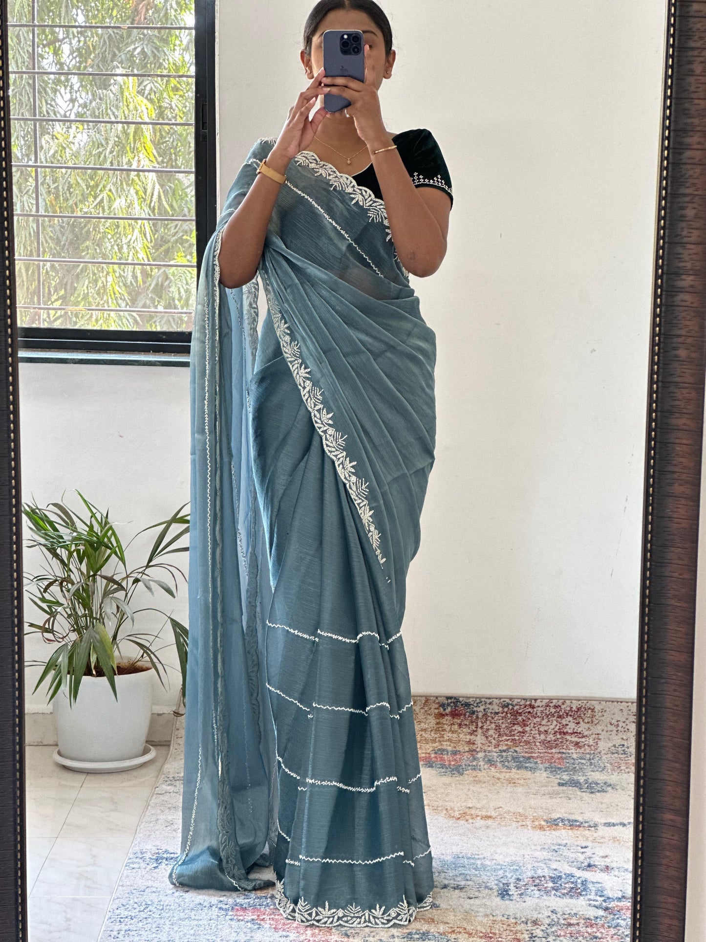 Pearl Handwork Embellished Saree