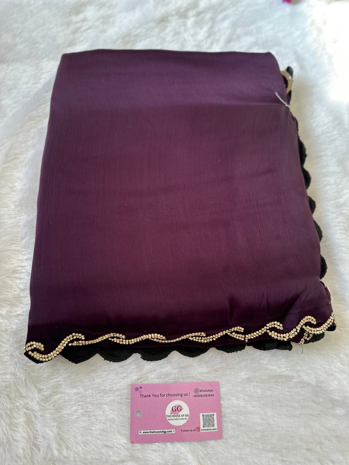 Dark Purple Chiffon Satin Saree