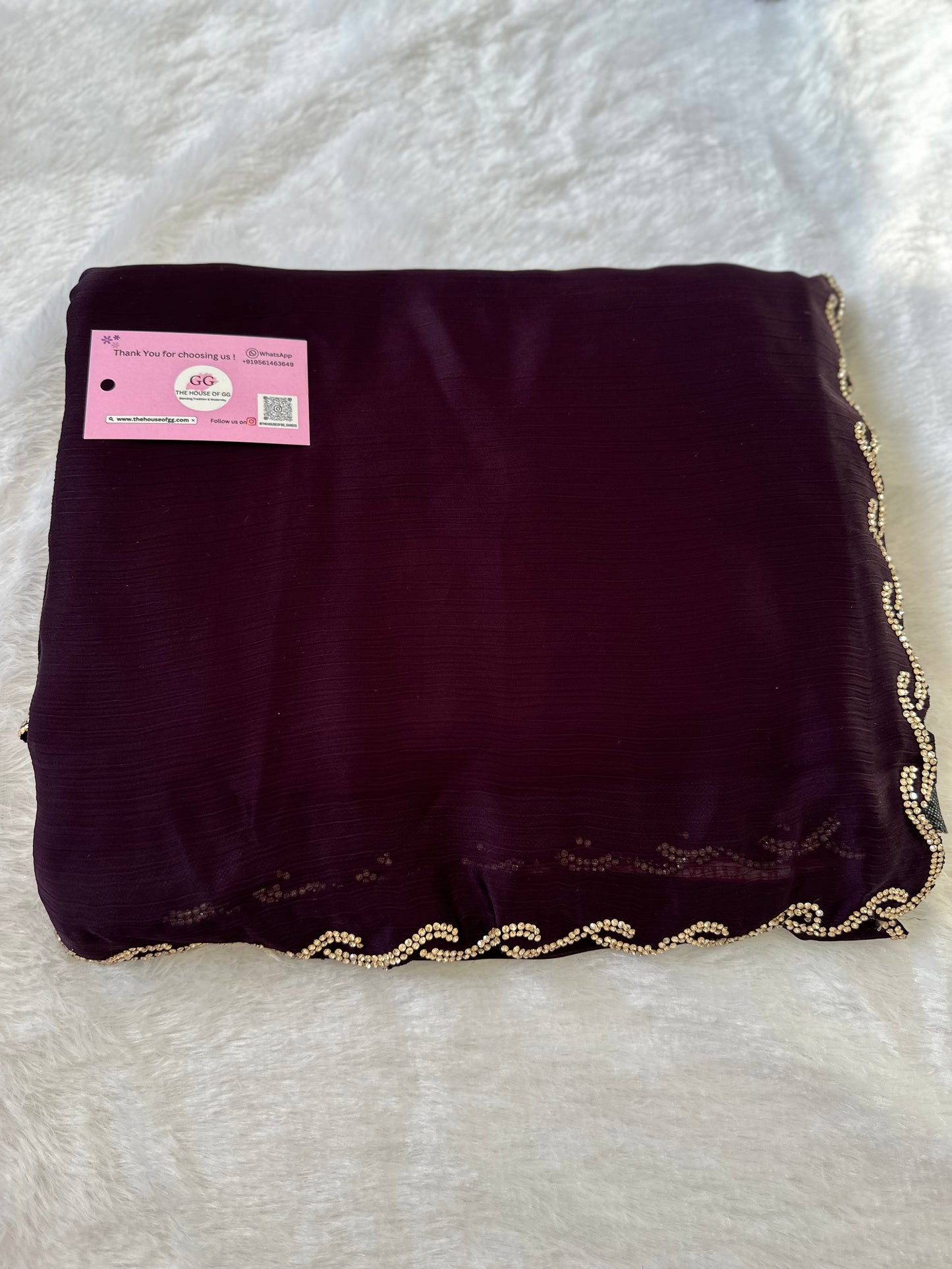 Dark Purple Chiffon Satin Saree