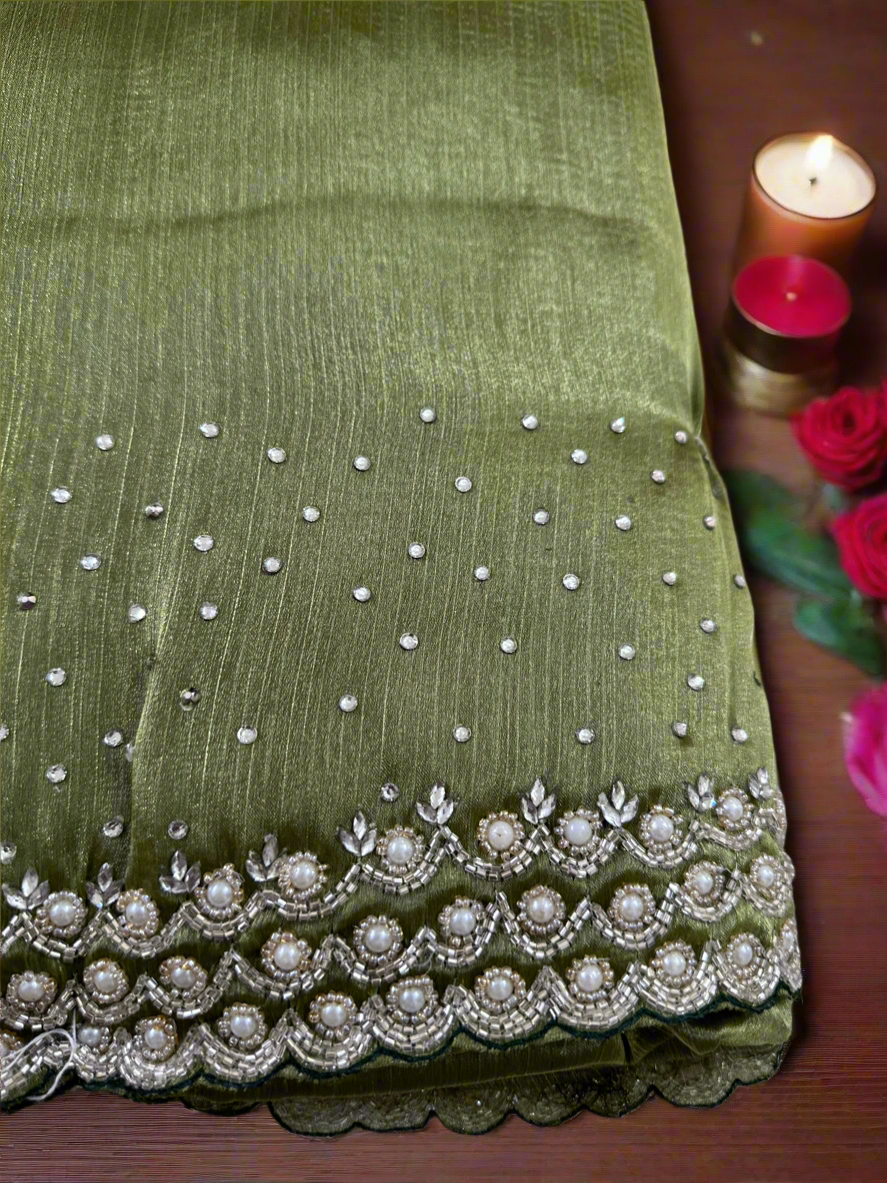 Cutdana & Pearl Handwork Saree