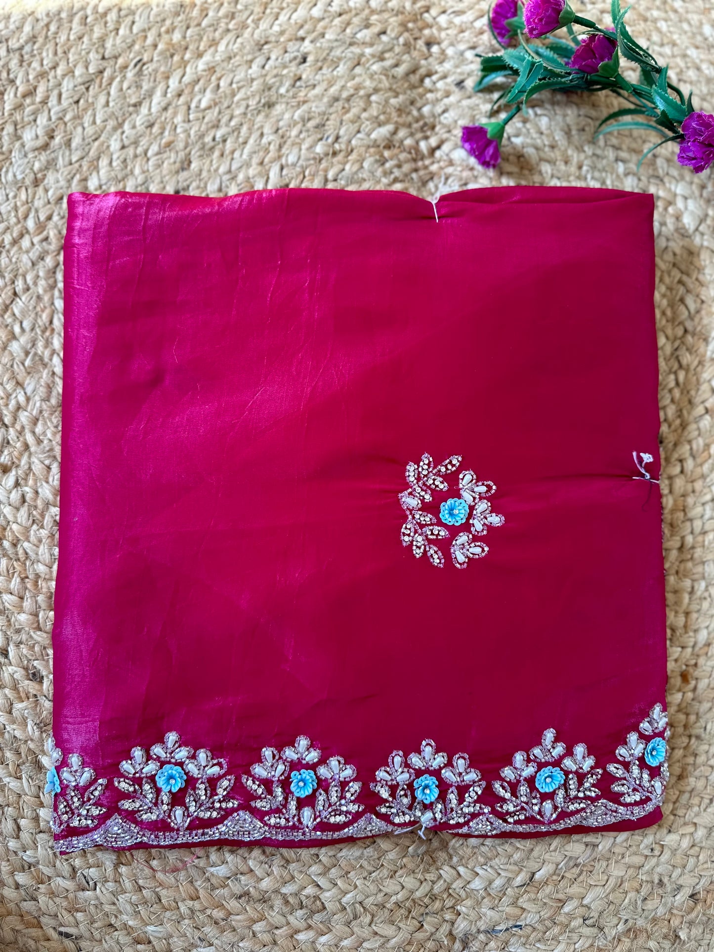 Floral Handwork Crush Tissue Saree