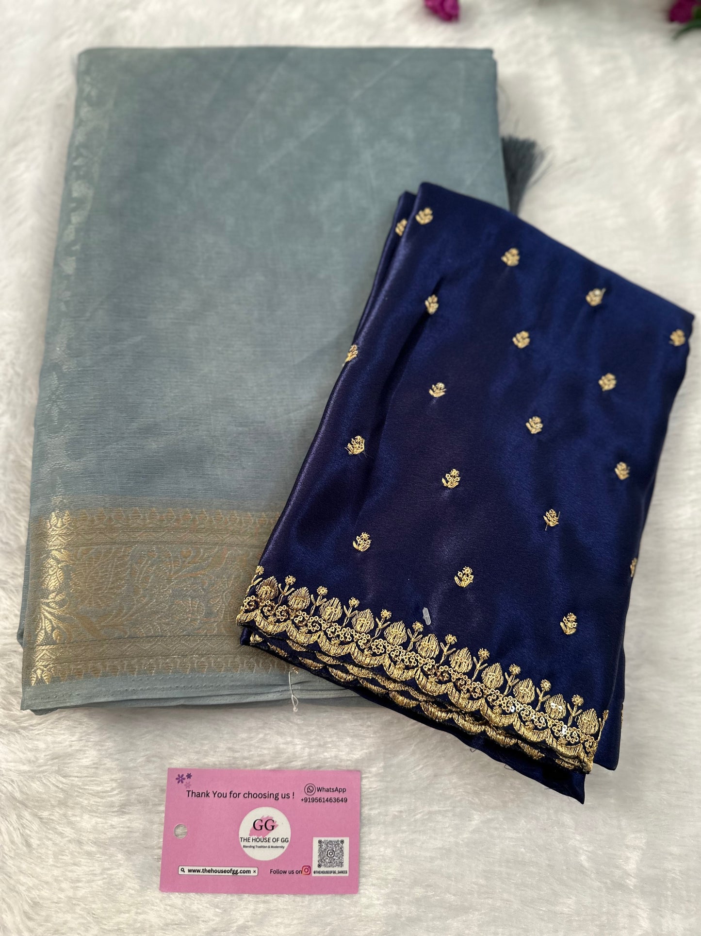 Powder Blue Semi Tissue Saree