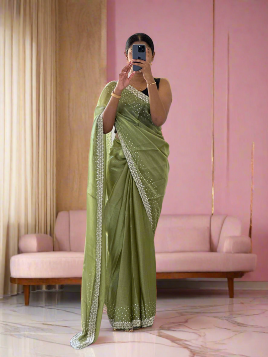Cutdana & Pearl Handwork Saree