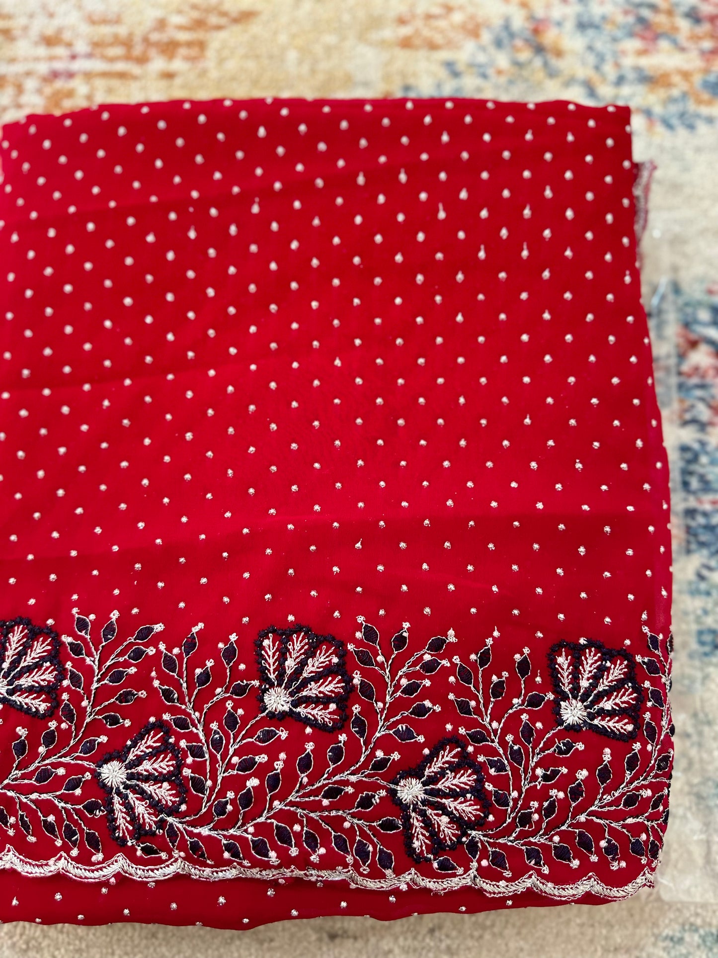 Georgette Glitter Embroidered Saree