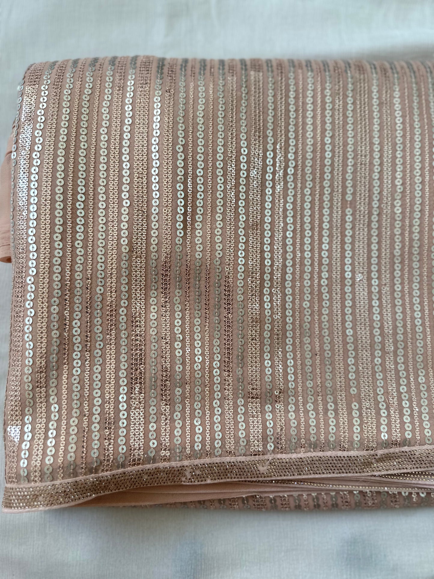 Pink Sequins Georgette Saree