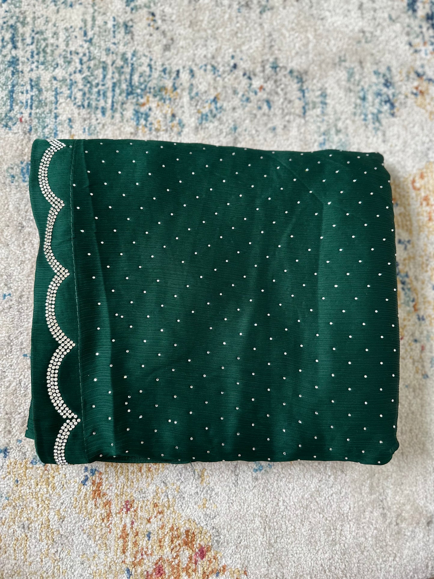 Zarkan work Emerald Green Saree
